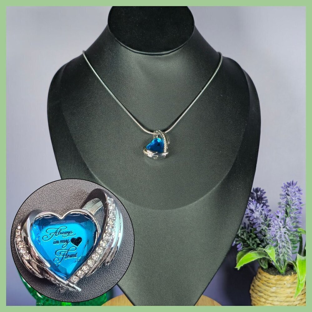 Blue Heart Memorial Necklace‎ (NWOT)